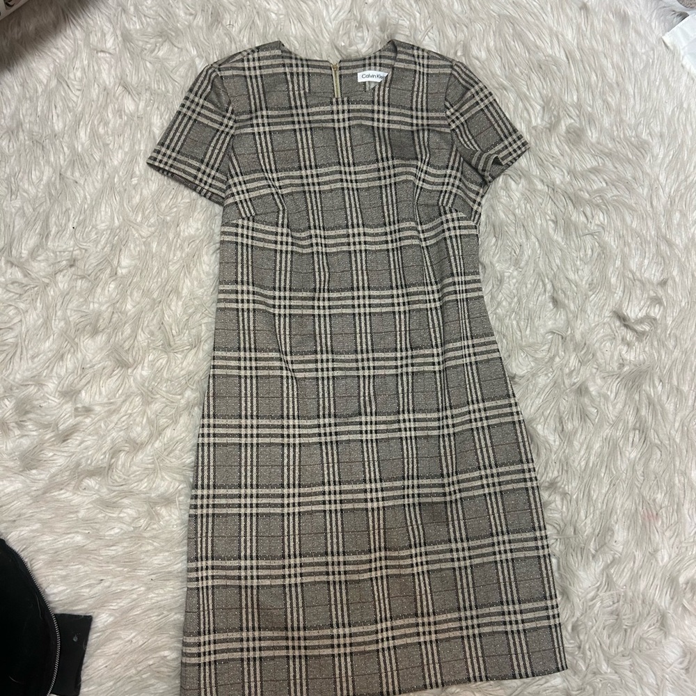 NWOT Calvin Klein Jacquard Plaid Midi Dress